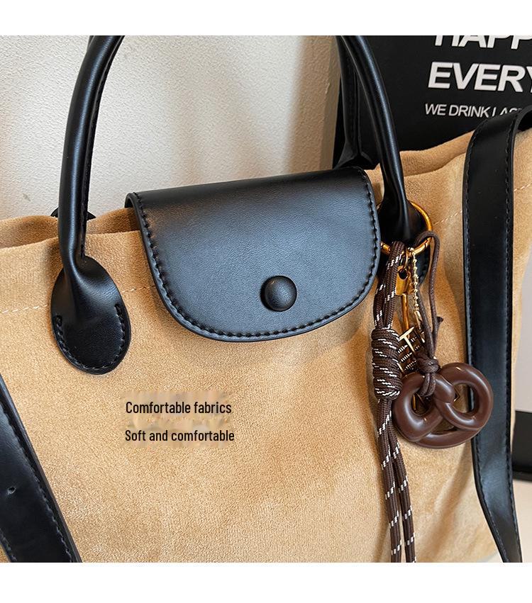 2024 Новая замшевая сумка через плечо в стиле ретро: Женская сумка-тоут/через плечо большой вместимости для осени и зимы