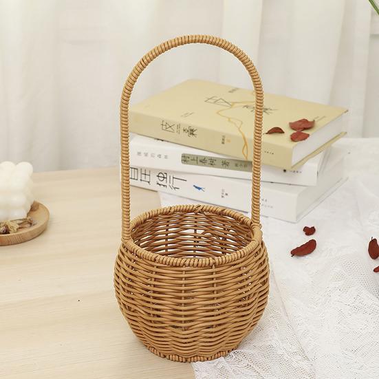 Flower Basket with Handle Woven Plant Basket Flower Storage Basket for Home Wedding Garden Decoration