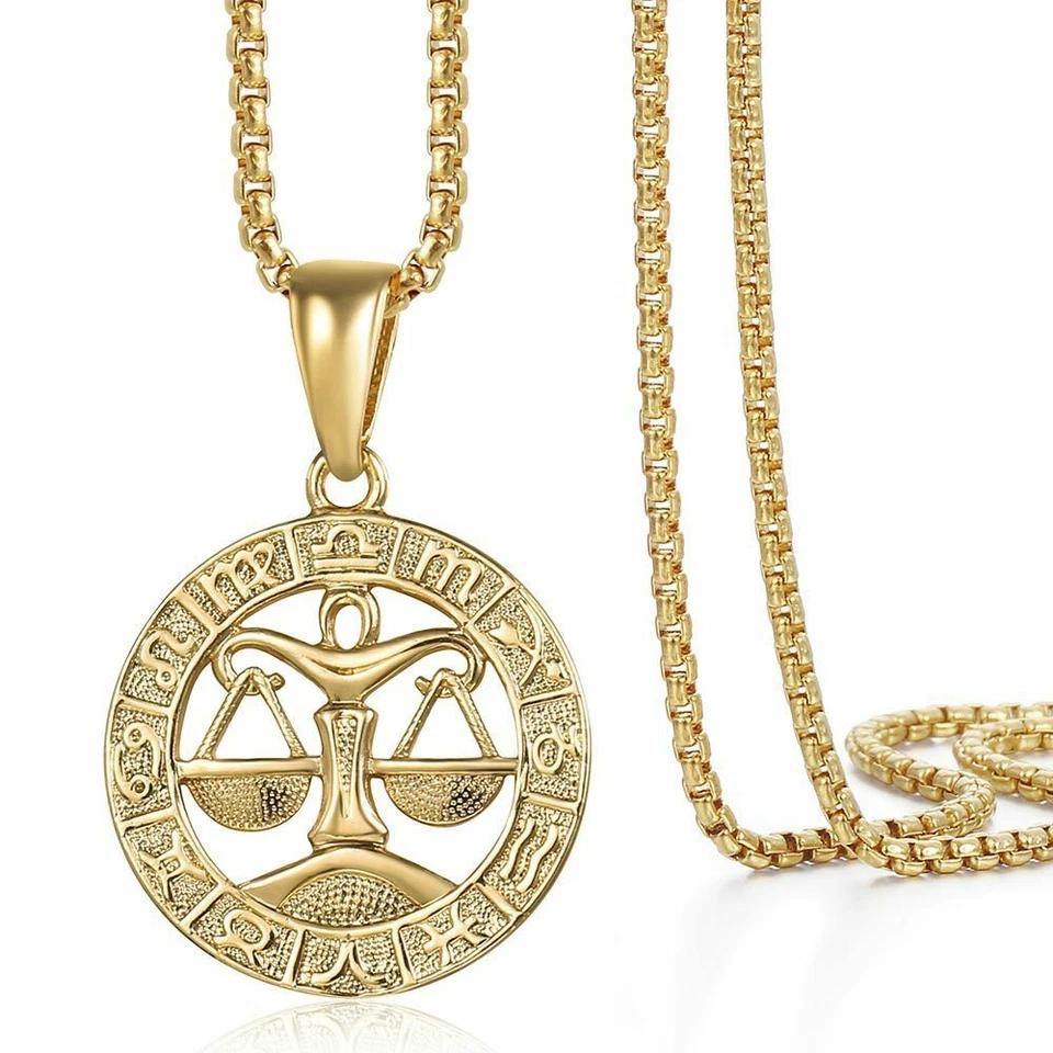 Кулон 12 Знаков Зодиака Ожерелье из нержавеющей стали Женские и мужские украшения Подарочные аксессуары