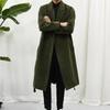 Men's Trendy Long Black Wool Blend Winter Trench Coat Overcoat with Gothic Windbreaker Design