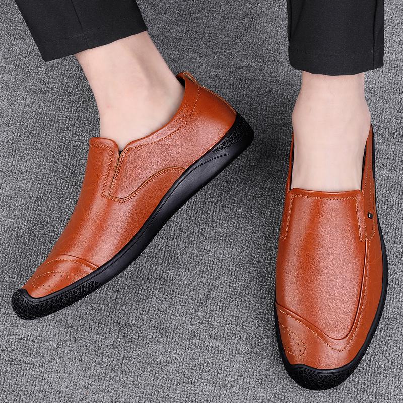 Мужская обувь из натуральной кожи, модная мужская обувь-лодочка, брендовая мужская повседневная кожаная обувь, мужская обувь на плоской подошве, новинка 2014 года