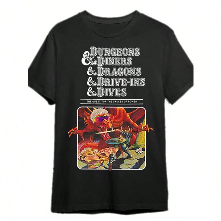 Подземелья И Закусочные И Драконы И Автокафе И Забегаловки T Забавная Мужская Футболка С Коротким Рукавом И Графическим Принтом Коллекция