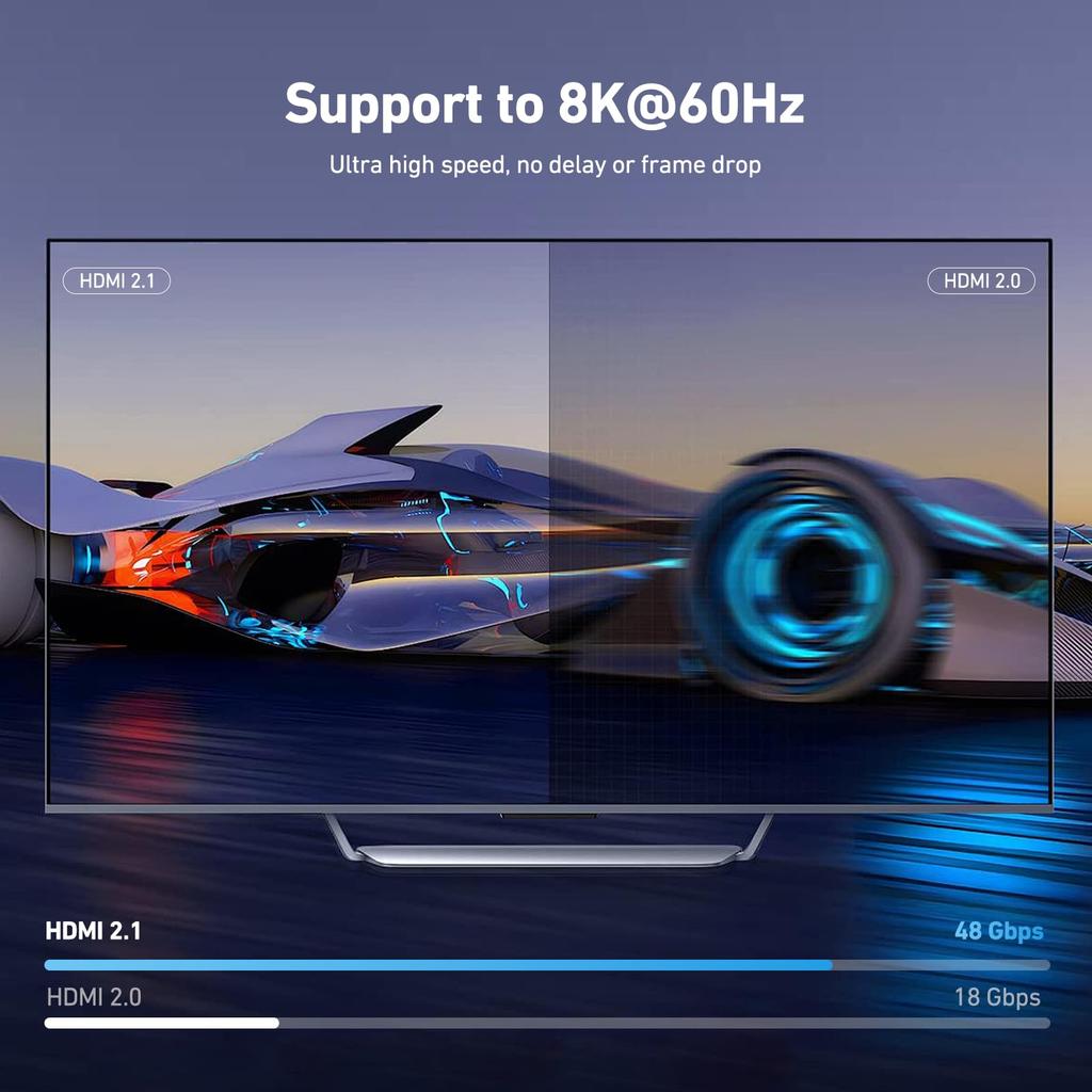 KVM-переключатель BENFEI HDMI (8K@60Гц/4K@240Гц) USB-переключатель с 4 портами USB 3.0, для 2 компьютеров, общий монитор, клавиатура и мышь. Простое подключение с