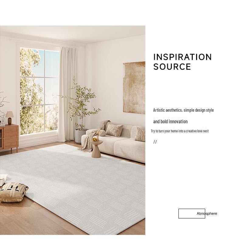 2024 Роскошный бархатный водонепроницаемый ковер для гостиной - не требует стирки, однотонный, простой дизайн, напольный коврик