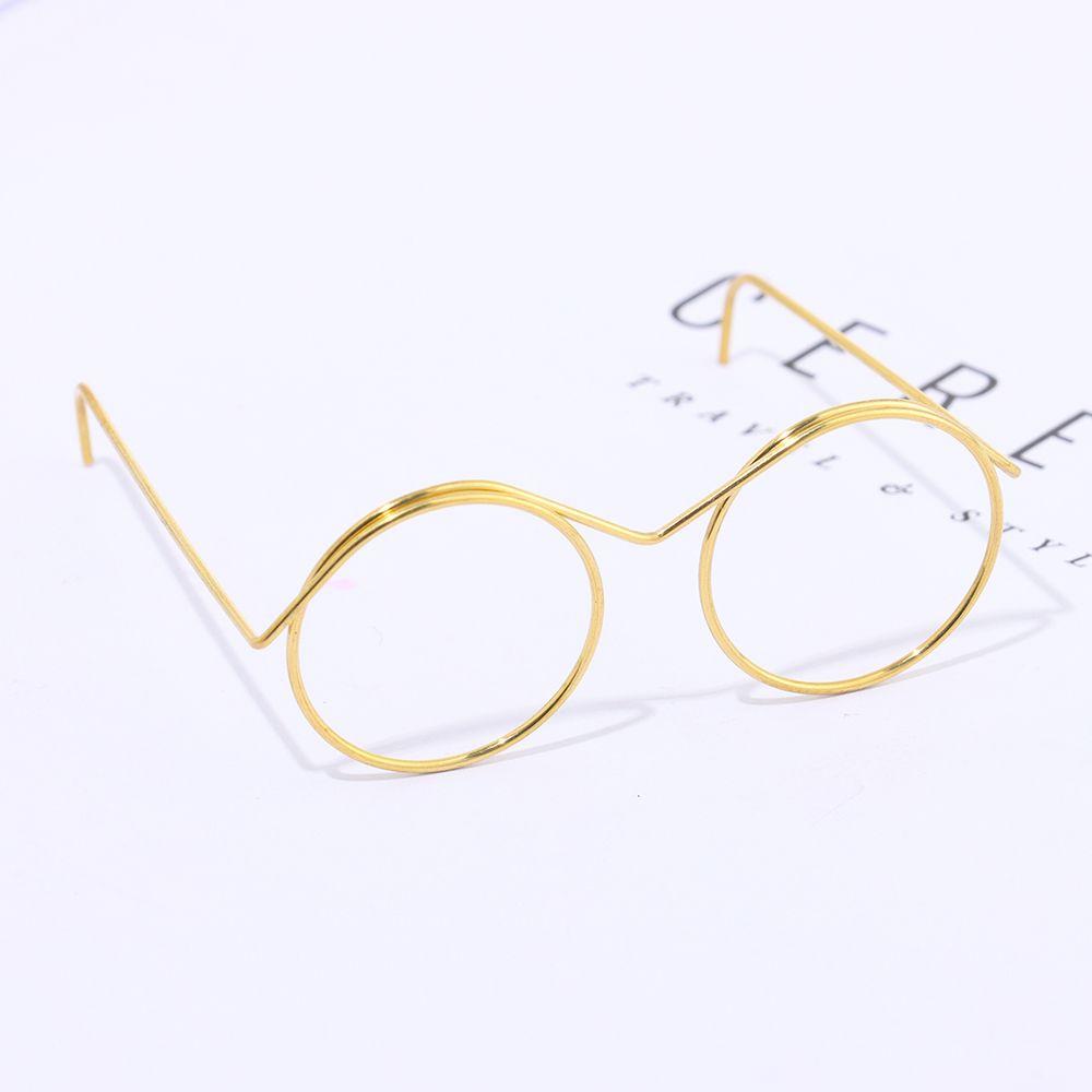 Детская игрушка сплав милые очки для куклы без линз золотые круглая оправа