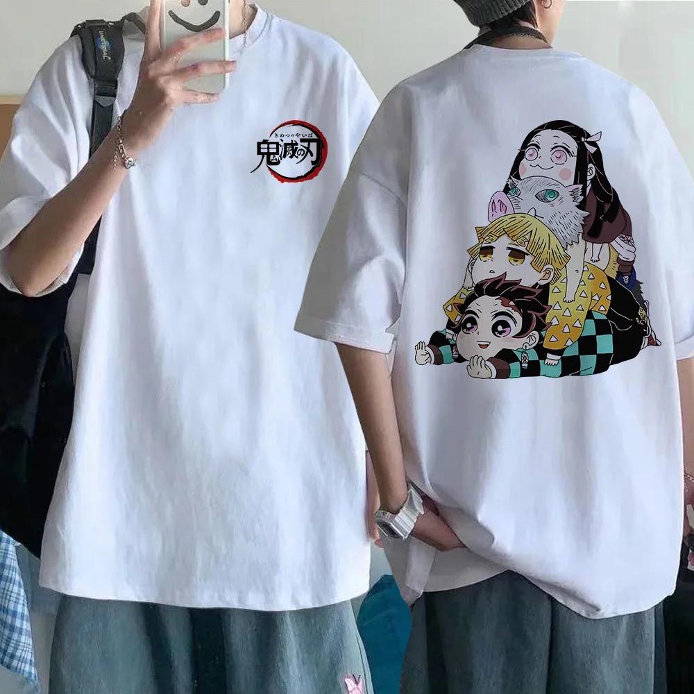 Мужская футболка Demon Slayer 2024 Kimetsu No Yaiba Kawaii Аниме Мультяшная Клинок Дышащего Удобная С короткими рукавами Футболка Графическая