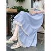 Ruffles Lace Skirts Women Spring Summer High Waist Elegant Mid Length Women's Skirts
