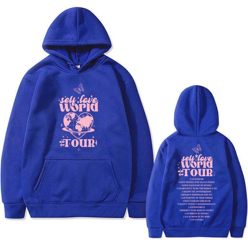 Sely Love World Tour Double Sided Print Hoodie Male Casual