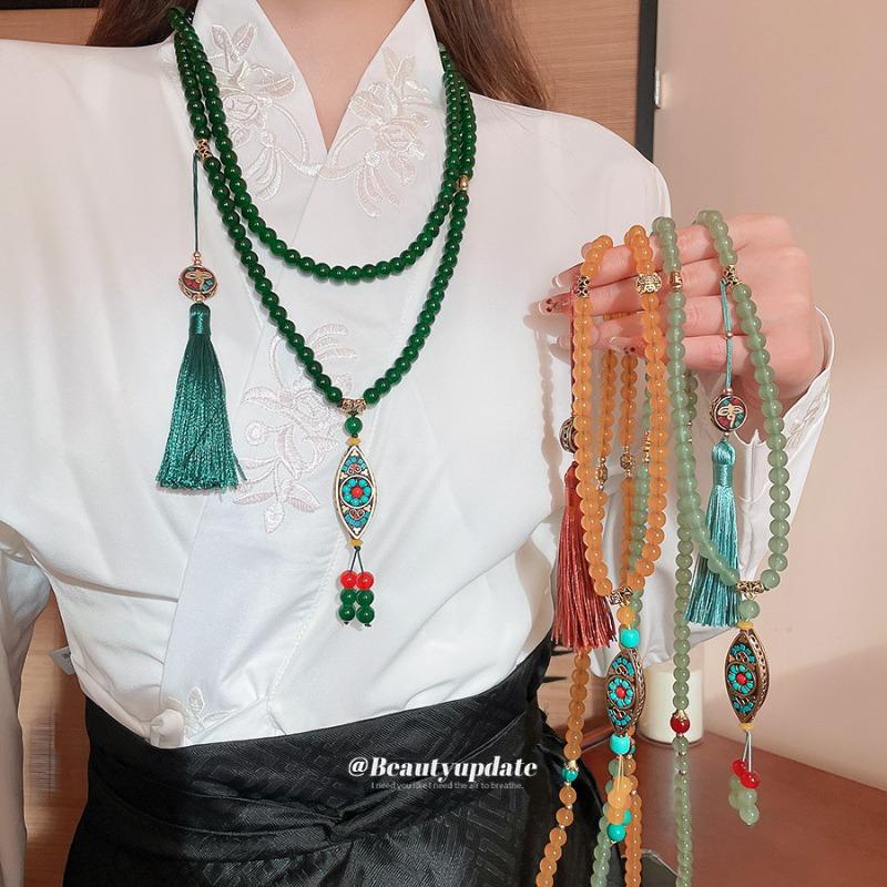 Mary Винтажное этническое ожерелье с хрустальными бусинами и поясная цепочка - новая китайская стиль цепочка на ключицу