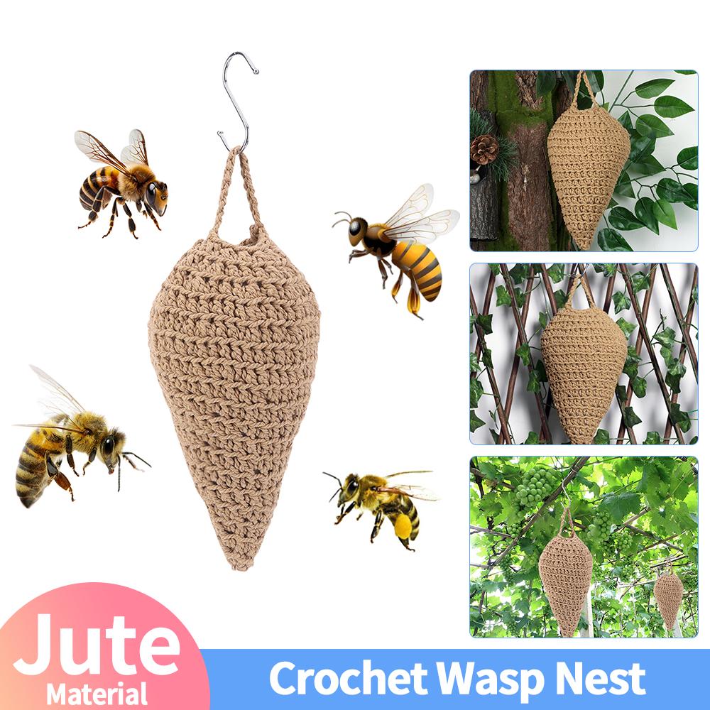 Вязаное крючком приманка для осиного гнезда, искусственный отпугиватель шершней, с крючком для подвешивания, приманка для осиного гнезда, ловушка для осиного гнезда для патио и двора