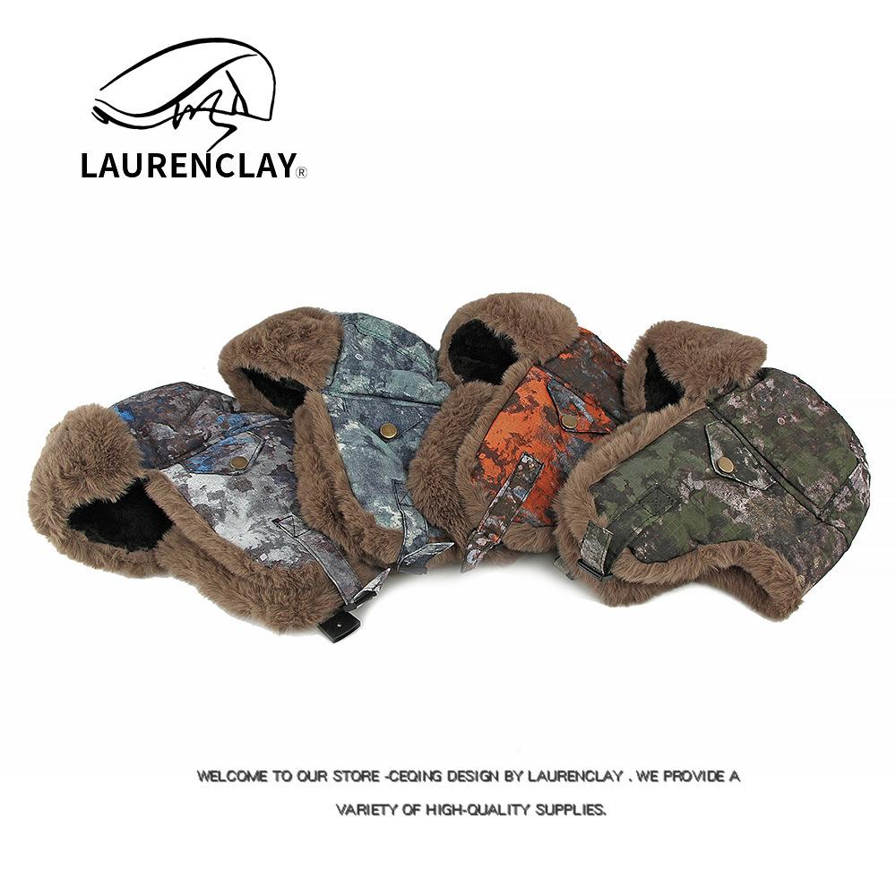 Hat Men's Winter Vintage Camouflage Lei Feng Hat Outdoor Riding Hat Windproof Cold Protection Ear Protection Warm Locomotive Hat Women