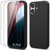 Protective Case - BOOLING - for iPhone 16 Plus - Soft Silicone - Black - 2 Tempered Glass