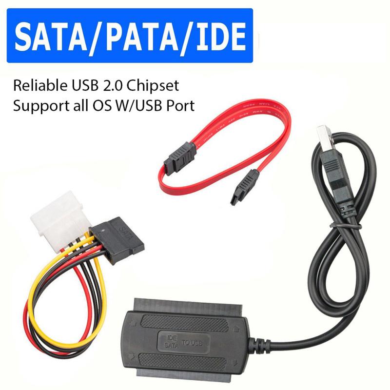 Usb To Ide Sata Кабель-адаптер 480 Мбит/с 2,5-дюймовый/3,5-дюймовый жесткий диск с 4-контактным шнуром питания