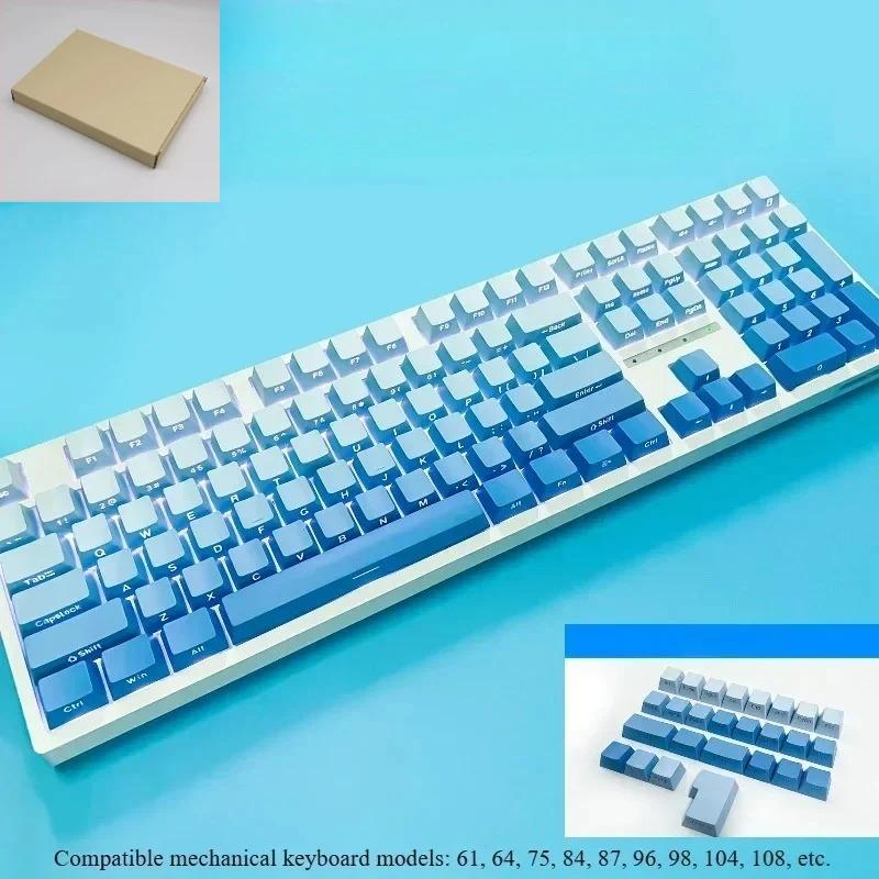 Xiaomi New 133 Keys Gradient Green Shine Through Keycaps Side Printed PBT Keycap Cherry Profile Double Shot for Mechanical Keyboards