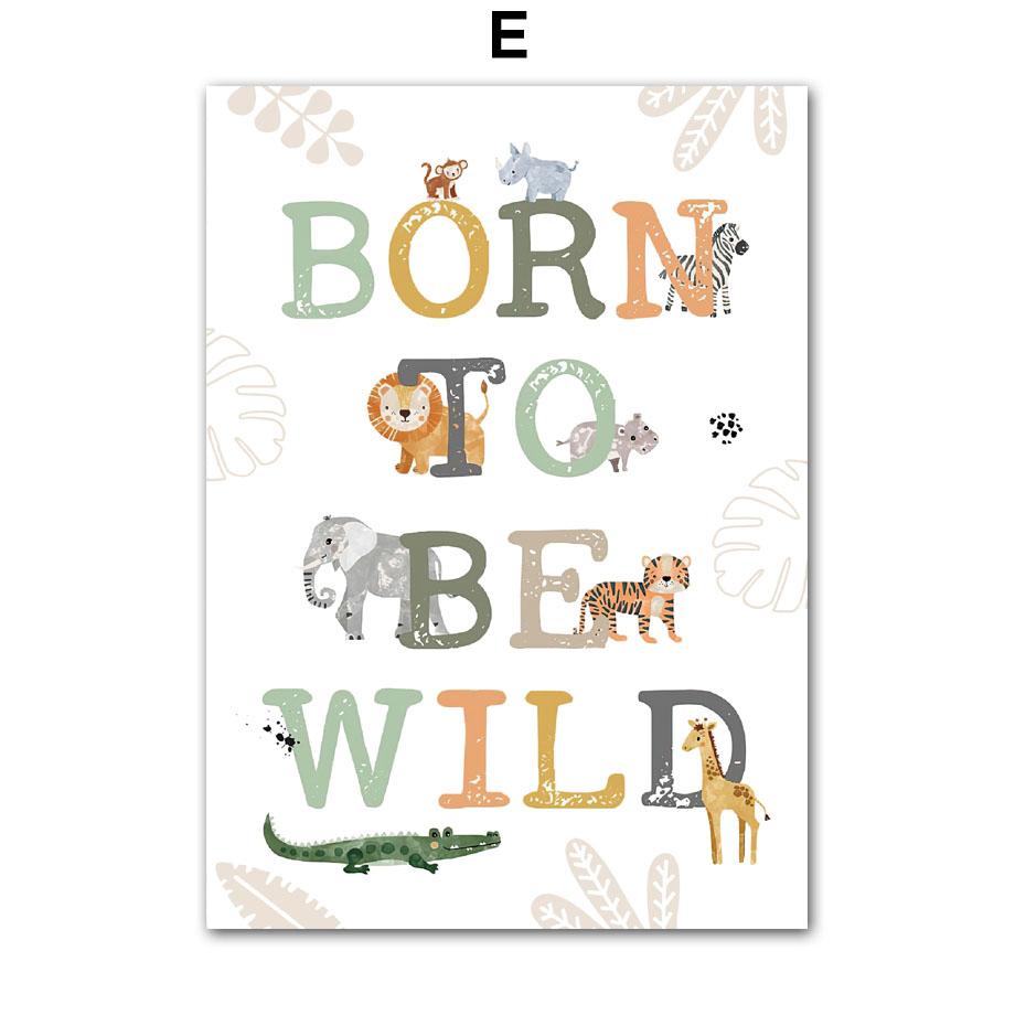 Elephant Giraffe Tiger Jungle Animals Nursery Wall Art Canvas Painting Nordic Posters And Prints Wall Pictures Kids Room Decor