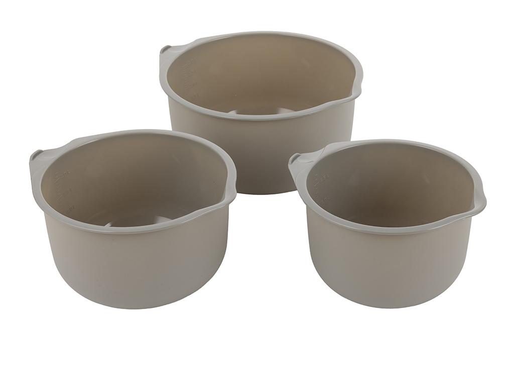 Miska Plastikowa Kpl. 3Szt 17Cm 19Cm 22Cm Jasny Szary -Ben