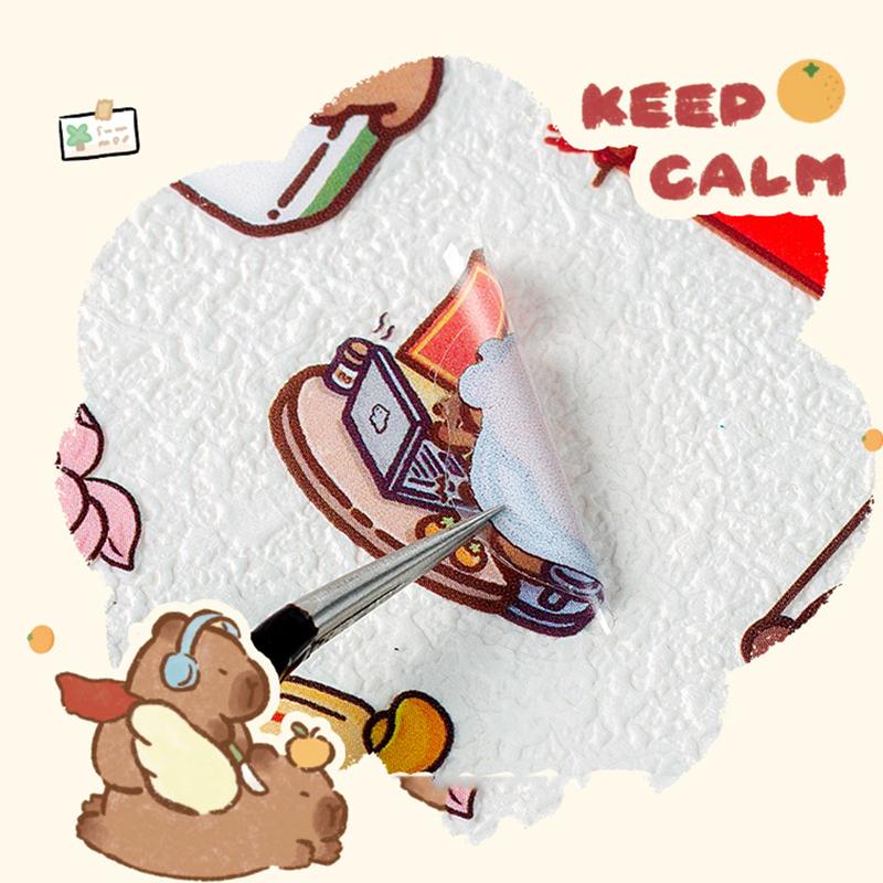 6Sheets/pack Transparent Cute Cartoon Capybara Stickers Kawaii Kids Decals Toys Waterproof DIY Diary Stationery School Supplies