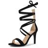 Allegra K Lace-Up Sandals, Open Toe, Stiletto Heel, Women's, Black, Size 25.5cm