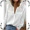 Spring Autumn Solid Color V-neck Long-sleeved Women's Blouse Loose Casual Summer Cotton Lace Shirt Fashion Elegant Women's Tops