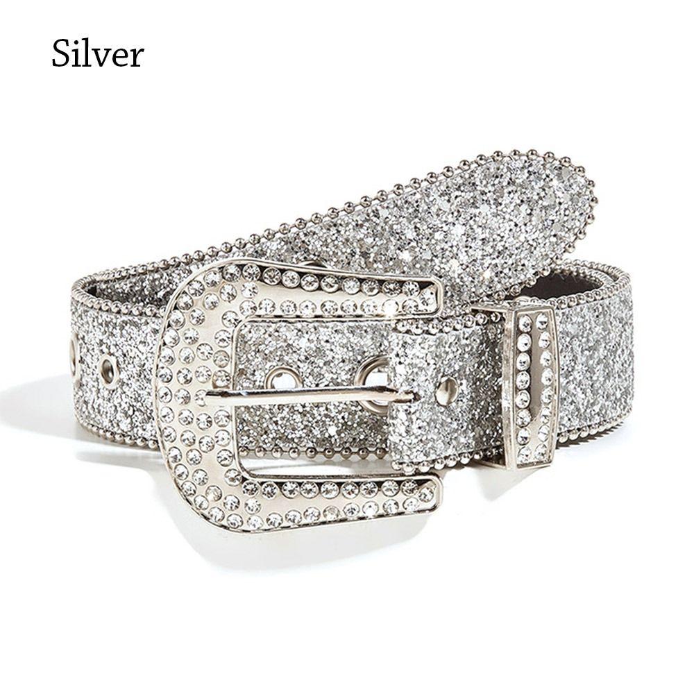 Cowgirl Studded Adjustable PU Leather Waistband Rhinestone Belt Bling Crystal
