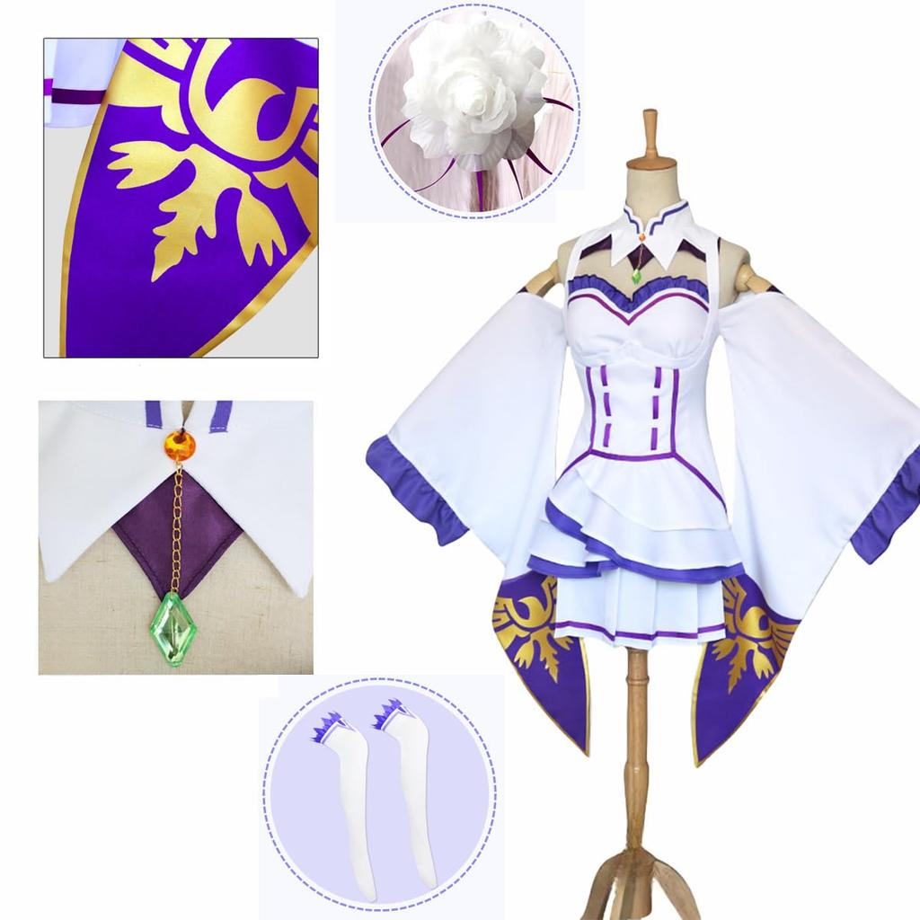 Начало жизни в другом мире Косплей с париком Рем Рам Косплей горничная Одежда Эмилия Косплей Костюм Взрослый Костюм Косплей Аниме Сценическая Одежда