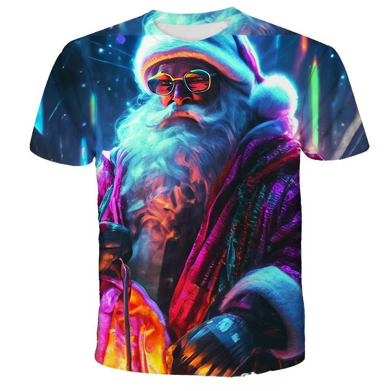 Fashionable Personalized Santa Claus Pattern 3D Printed New Men's Casual Comfortable Soft Loose Short Sleeved T-shirt