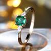Golden Luxury Geometric Green Zircon Ring for Women Engagement Ring Wedding Party Jewelry Gifts