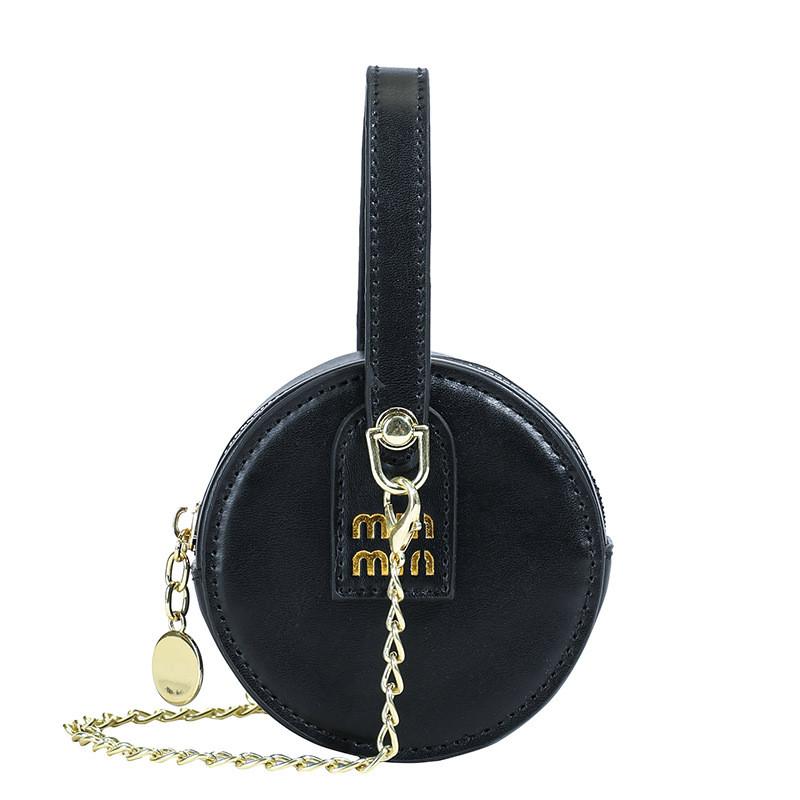 Маленькая детская милая круглая сумка из ПУ материала, сумка кроссбоди на цепочке, на каждый день для