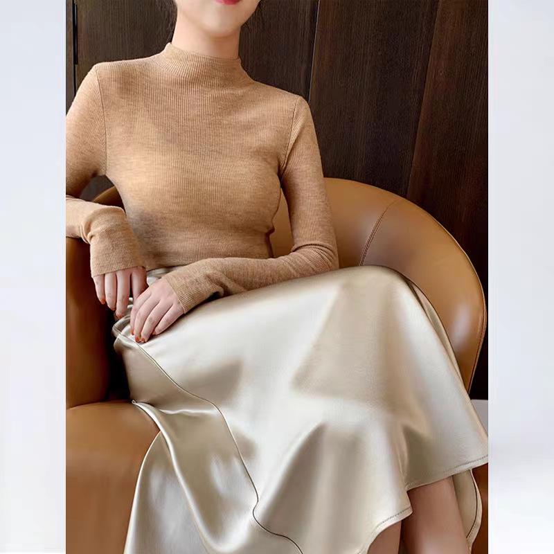 Women's 2026 Spring/Summer A-Line Petite Long Skirt in Diagonal Cut Triacetate Satin