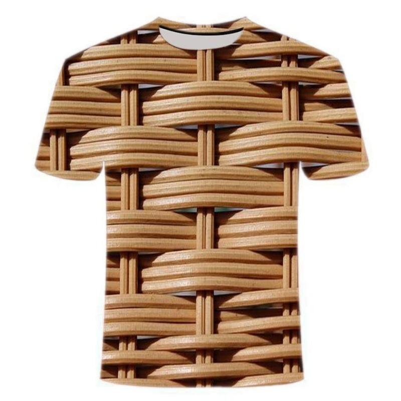 Creative 3D Print Weaving Texture T-shirt Men Summer Casual Street T Shirts Personality Round Neck Short Sleeves Tees Tops