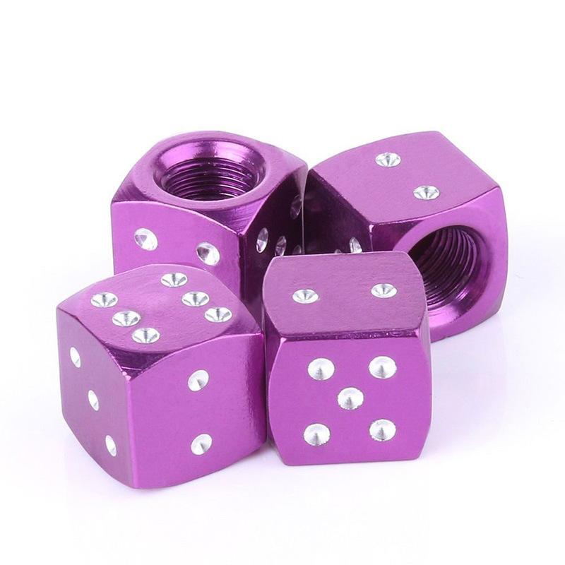 Creative Metal Dice Car Tire Valve Stem Caps, Aluminum Alloy Universal Decorative Tyre Air Nozzle Valve Core Caps Auto Accessories
