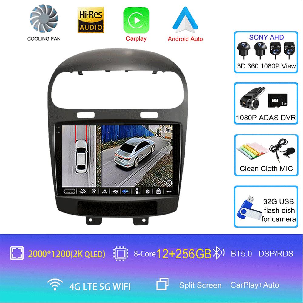 Для Dodge Journey Fiat Leap 2012-2020Автомобильное радио Навигация GPS Навигация Мультимедийный проигрыватель Android 14 2 Din Carplay WIFI+4G