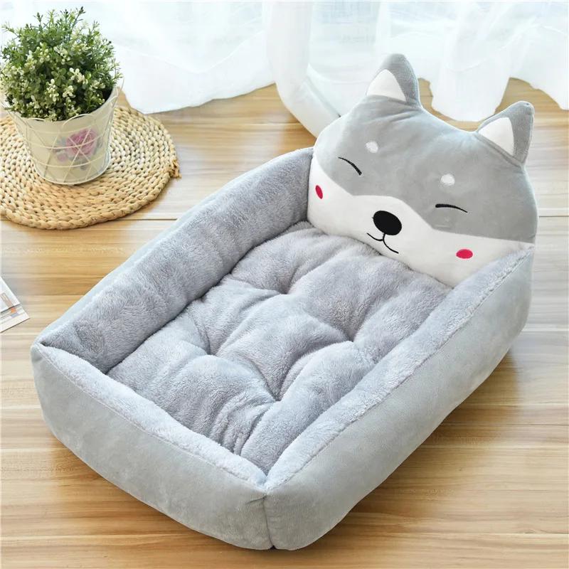 Oversize Soft Cartoon Chai Dog Shaped Dog Bed Winter Warm Cat Sleeping Mat Plush Cushion Puppy Kitten Sofa Pet Supplies