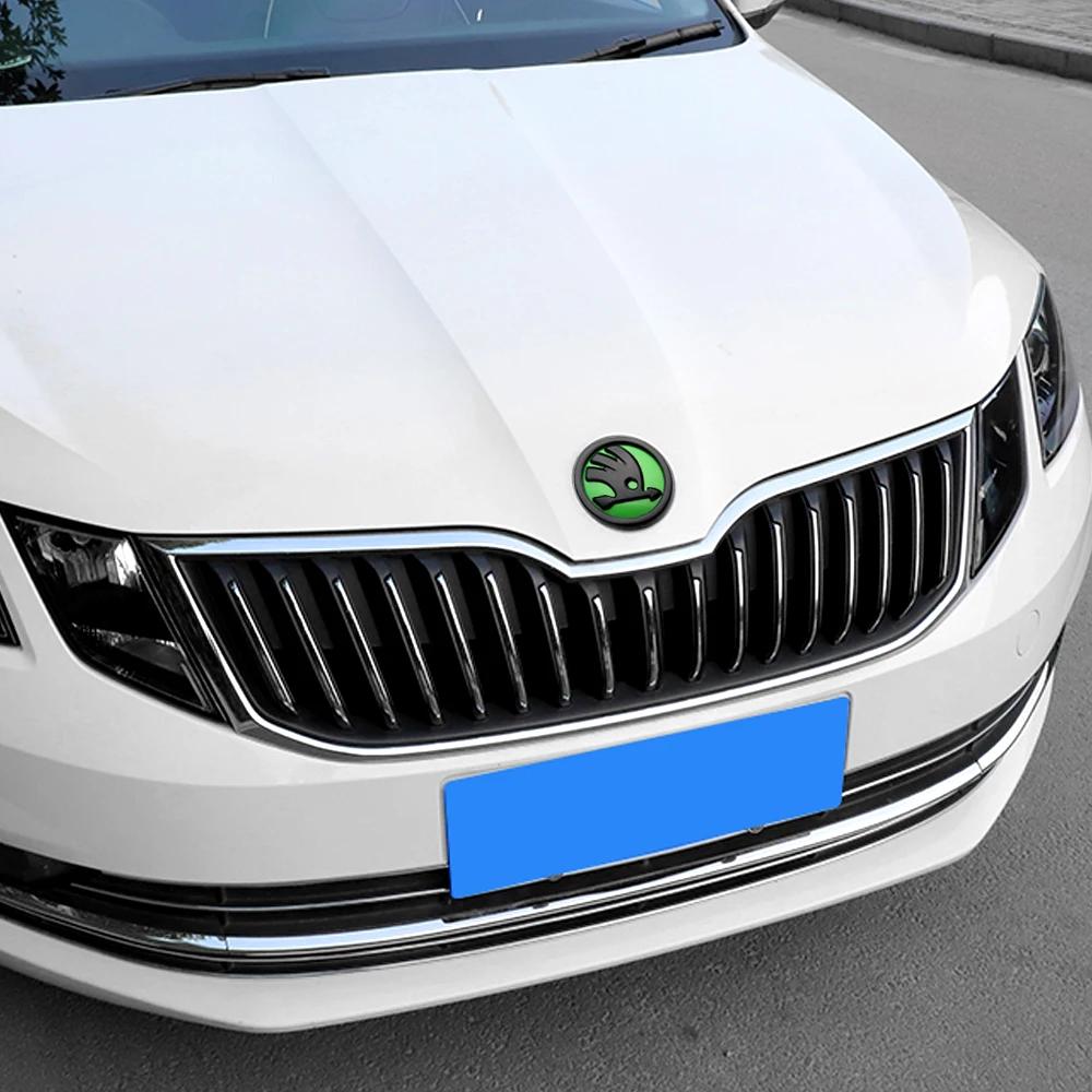 Car Sticker 2025 New 1pcs 8/9/10cm Car Emblem Badge Hood Front Rear Trunk Logo For Skoda Octavia Fabia Superb Kamiq Karoq Skoda