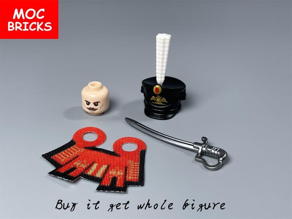MOC Кубики Фигурка Русской Армии Наполеоновских Войн Строительные Блоки Меч Пистолет Военное Оружие Аксессуары Детская Игрушка