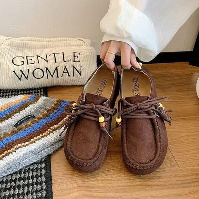 Новые осенние универсальные ретро женские туфли на шнуровке, повседневные туфли Boken на платформе, женские