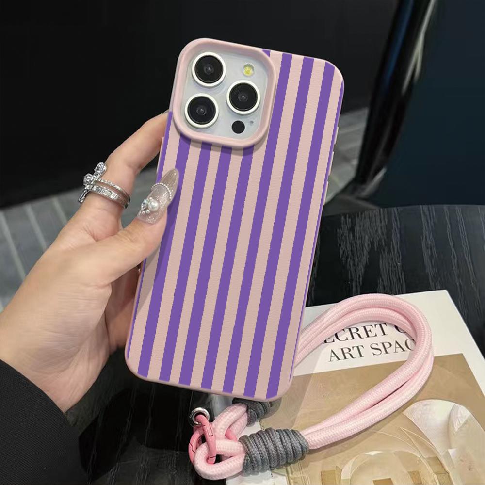Чехол-браслет на руку с полосками для iPhone 11 12 13 Pro Max Чехлы iPhone 16 17 14 15 Plus Минималистичный INS С чехлом-шнурком