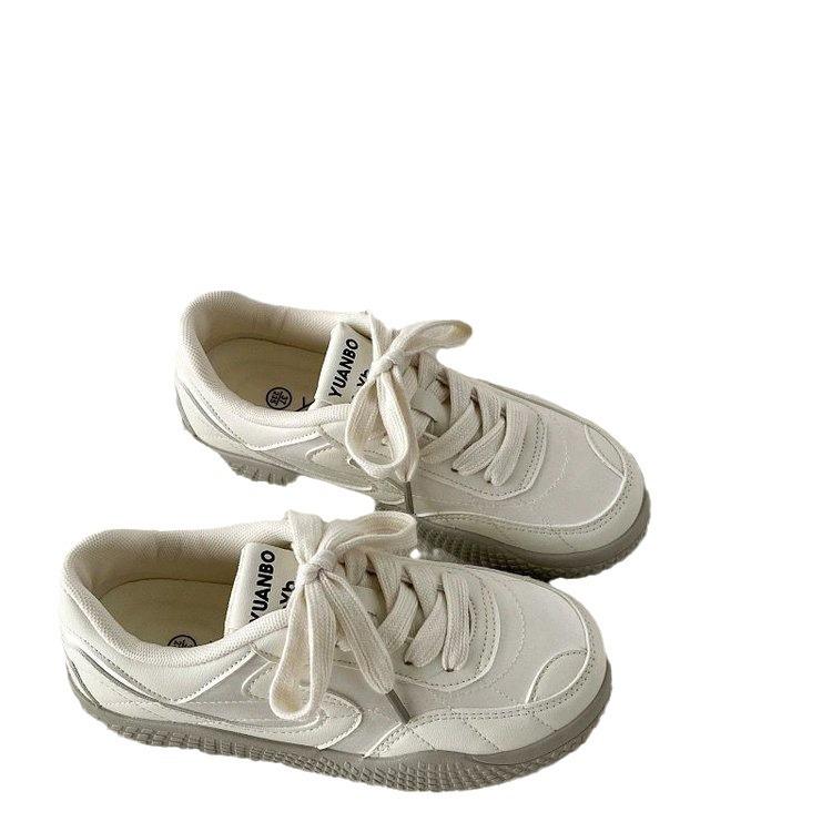 Campus Leather Surface Board Shoes Women's Moral Training 2025 New Chic Niche Design Sports and Leisure Students White Shoes