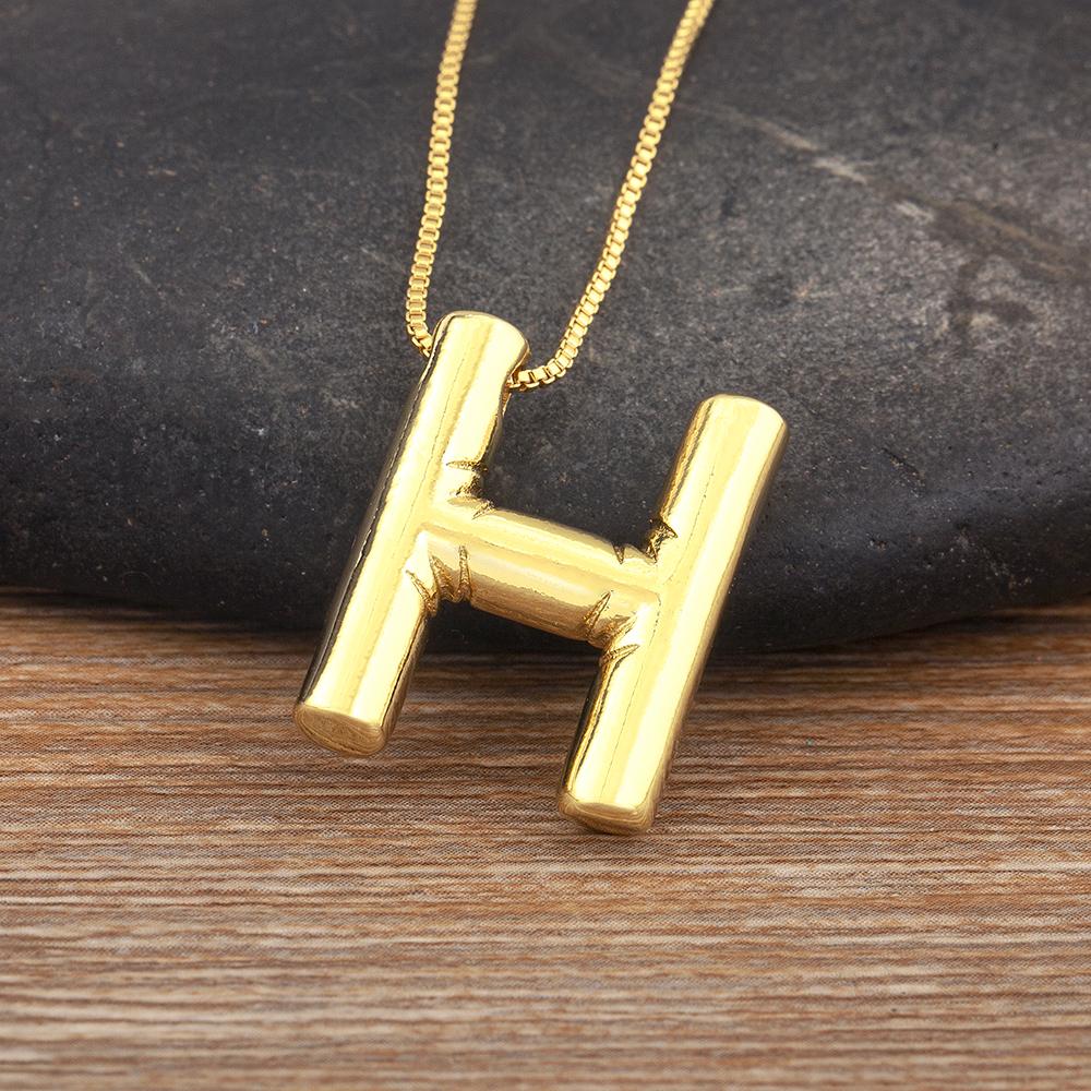 Nidin New Retro Punk Style Copper A-Z Letters Pendant Necklace Initials Alphabet For Women Vintage Name Jewelry Daily Party Gift