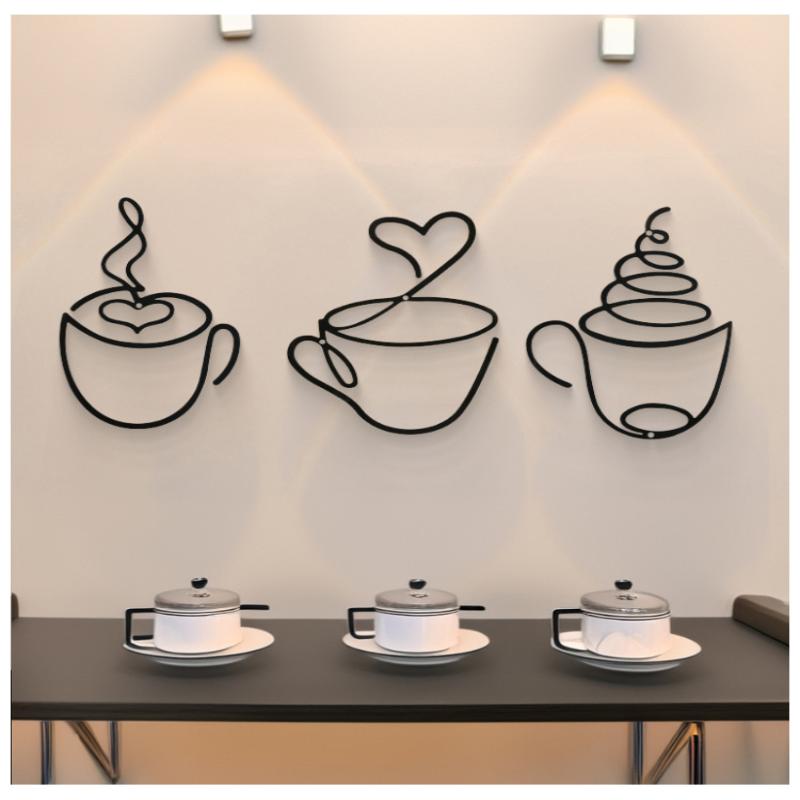 1Pc Creative Coffee Wall Hangings Coffee Shop Decorations Interior Wall Decorations Wall Hanging Iron Paintings