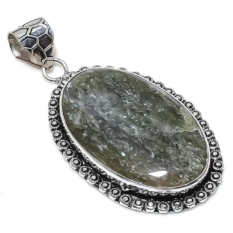 Lodolite Quartz Gemstone Handmade 925 Sterling Silver Jewelry Pendant 2.36" SU-10771