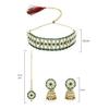 Спортивный позолоченный зеленый комплект колье-колье с шипами Kundan и бусинами и стильной серьгой Jhumki для женщин
