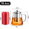 Стеклянный чайник 550 мл / 18,6 унций для плиты, боросиликатное стекло, прозрачный чайник со съемным заварочным ситом из нержавеющей стали для кемпинга, путешествий