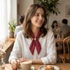 Beads Thin Polka Dot Neckerchief Pearl Collar Decor New Silk Scarf Necklace  Women Daily Outfit