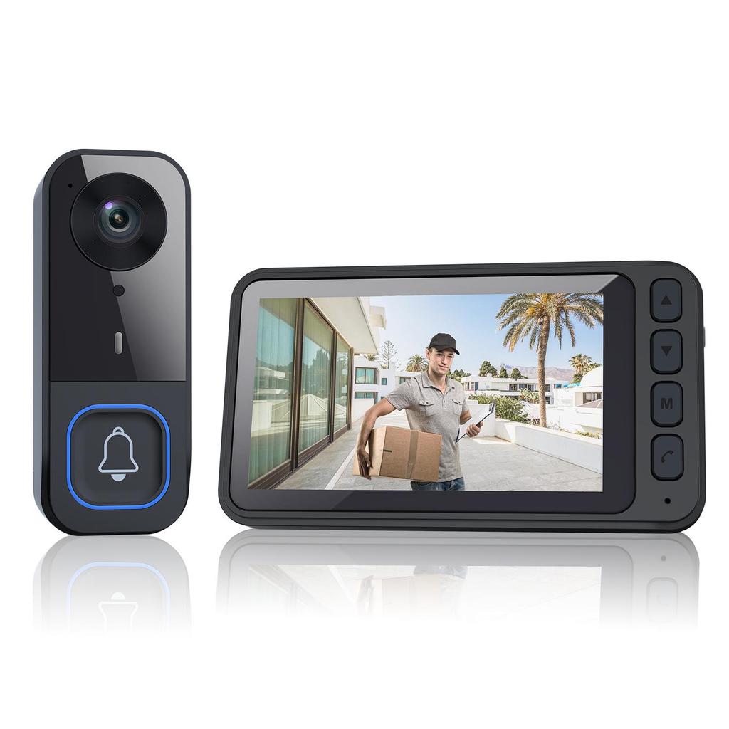HD Smart Doorbell Camera with Screen & Humanoid Detection for Outdoor Intercom and Home Surveillance