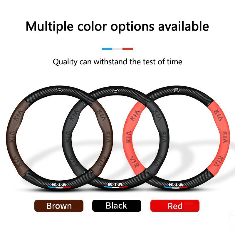 ABCDEG1 Carbon fiber Nappa Leather Car Steering Wheel Cover Accessories For Kia K5 Sportage Picanto Xceed Rio Cerato Soul Carens Seltos