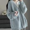 Sweet Pink Knitted Cardigan Sweater Women Long Sleeve V Neck Cardogans Woman Wild Button Up Jumper Coat Female