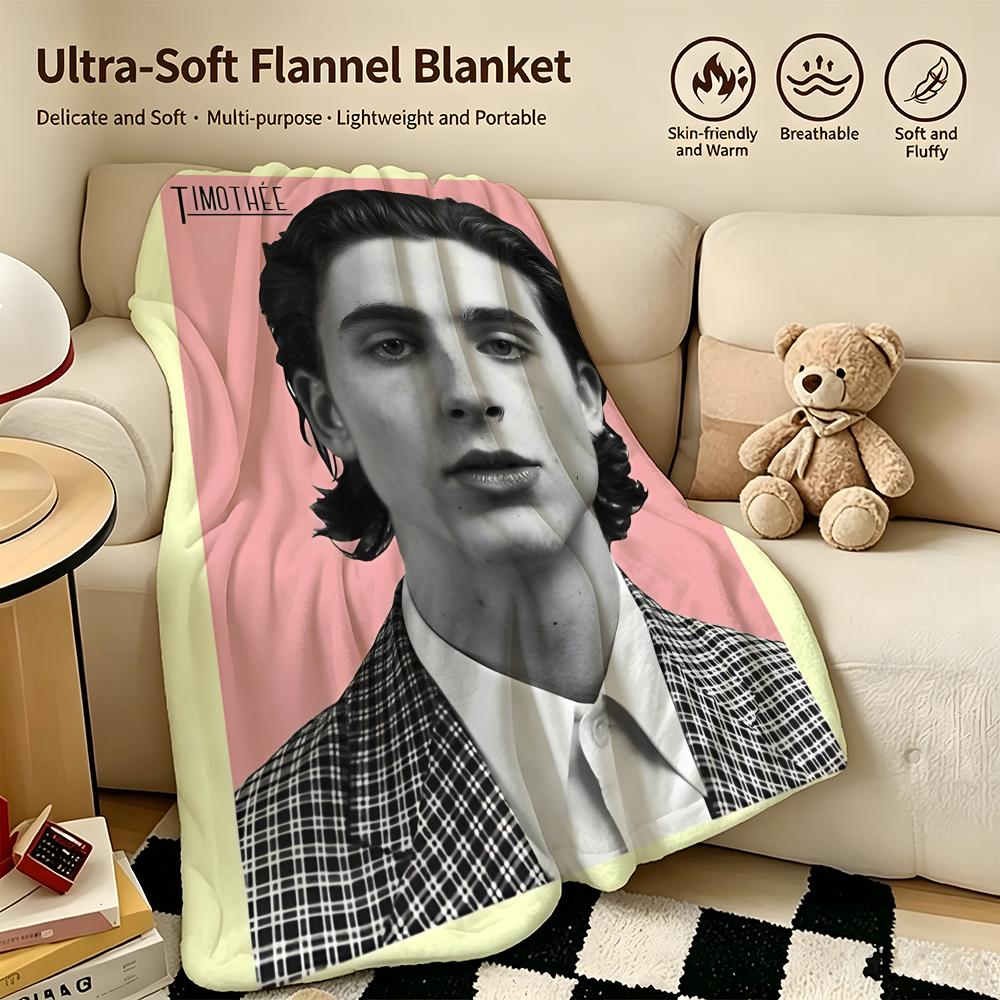 celebrity TTimothee Chalamett Throw Warm Soft Flannel Blanket Multiuse for Sofa Bed Camping Travel Nap