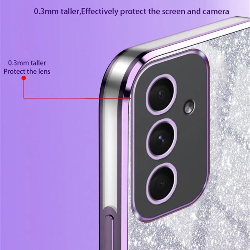 Модные чехлы с блестящим покрытием 2 в 1 для Samsung Galaxy A55 A35 A25 A54 A34 A24 A14 A15 A05 A05S A04 A53 A52 A23 A13, силиконовый защитный чехол на заднюю панель