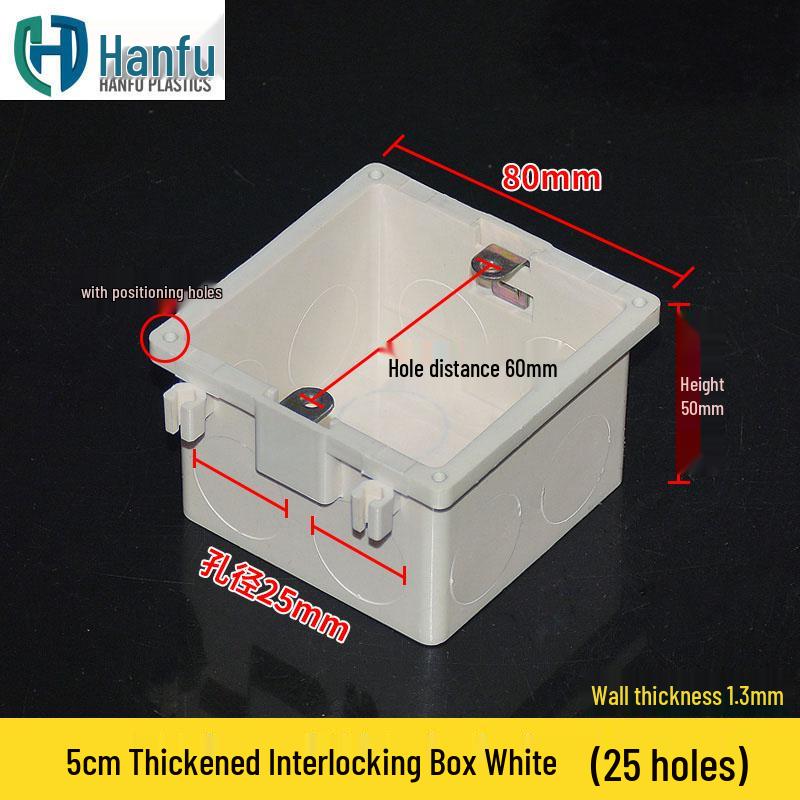 Утолщенная скрытая распределительная коробка типа 86, глубиной 50 мм, для сборки и электропроводки, Красный/Синий